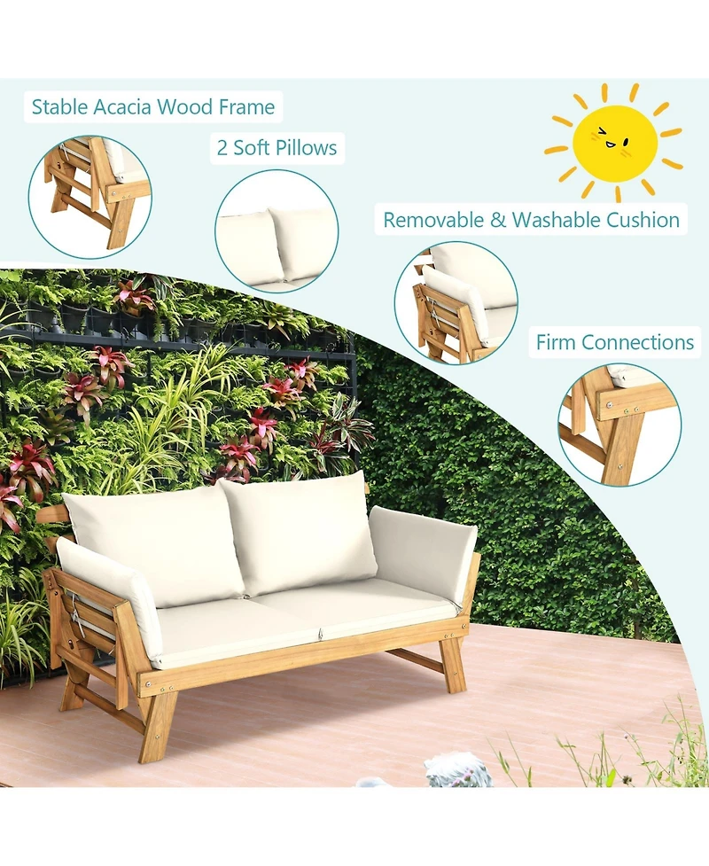 Gouun Adjustable Patio Convertible Sofa with Thick Cushion
