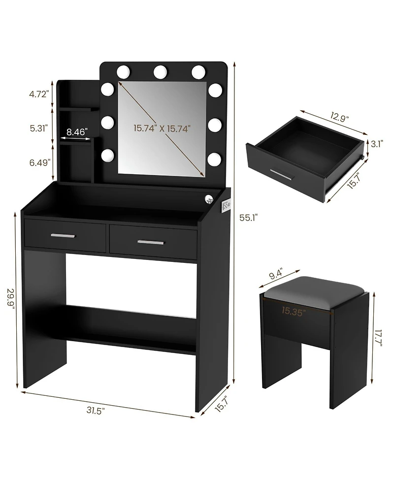 gaomon Vanity Desk with Mirror and Lights