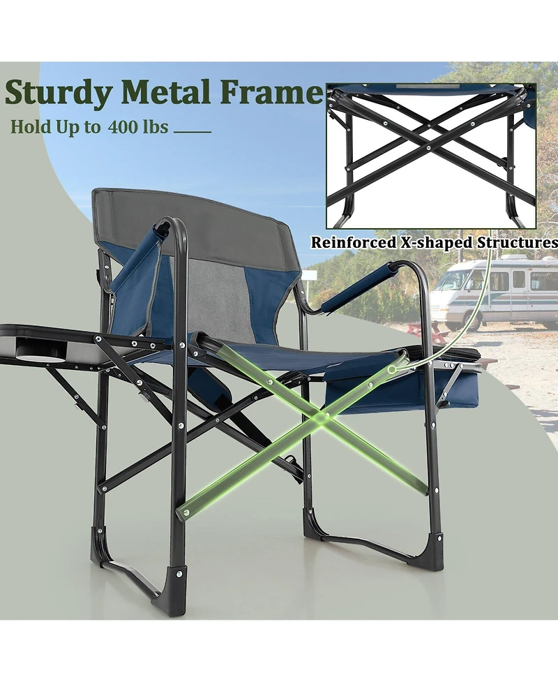 Gouun Folding Camping Directors Chair with Cooler Bag and Side Table