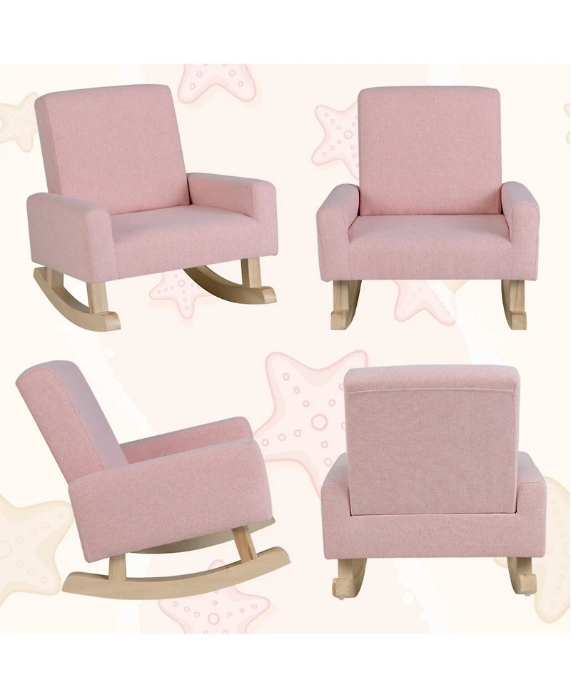 Gouun Kids Rocking Chair with Solid Wood Legs