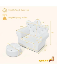 Gouun Children Upholstered Princess Sofa with Ottoman and Diamond Decoration for Boys and Girls