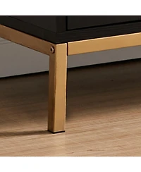 Kings Brand Furniture - Grant Accent Cabinet Side End Table, Bedside Nightstand for Bedroom Living Room, Black/Gold