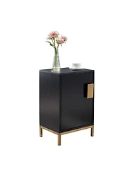 Kings Brand Furniture - Grant Accent Cabinet Side End Table, Bedside Nightstand for Bedroom Living Room, Black/Gold