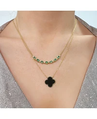 The Lovery Onyx Single Clover Necklace 14K Yellow Gold