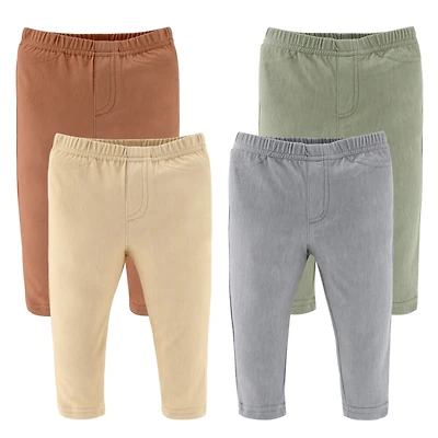 The Peanutshell Baby Boy & Girl Jeggings, 4-Pack, Neutral