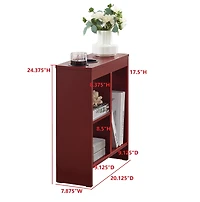Kings Brand Furniture - Side End Table with Drink Holders, Storage Shelves, Magazine Holder, Narrow Slim Chair Couch Table