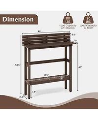 Gouun 48 Inch Patio Pub Height Table with Storage Shelf and Adjustable Foot Pads