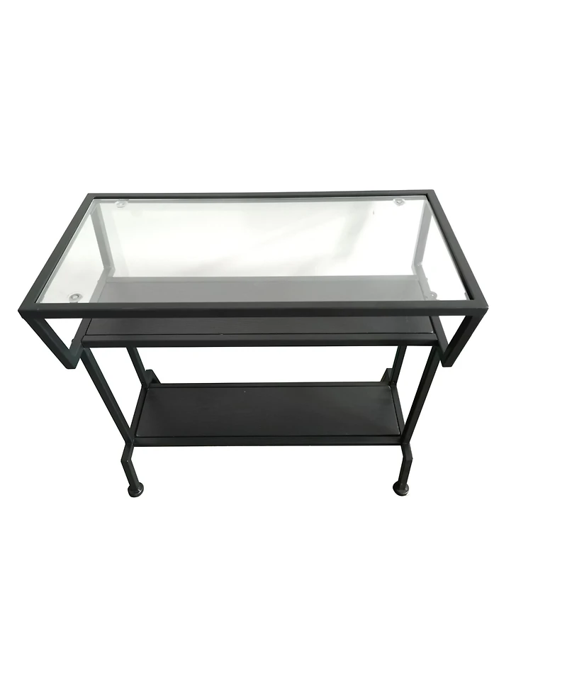 Kings Brand Furniture - Dosamantes Side End Table with Storage Shelves, Black