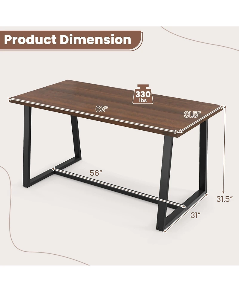 Gouun Large Dining Table with Heavy-duty Metal Frame and Anti-slip Foot Pads
