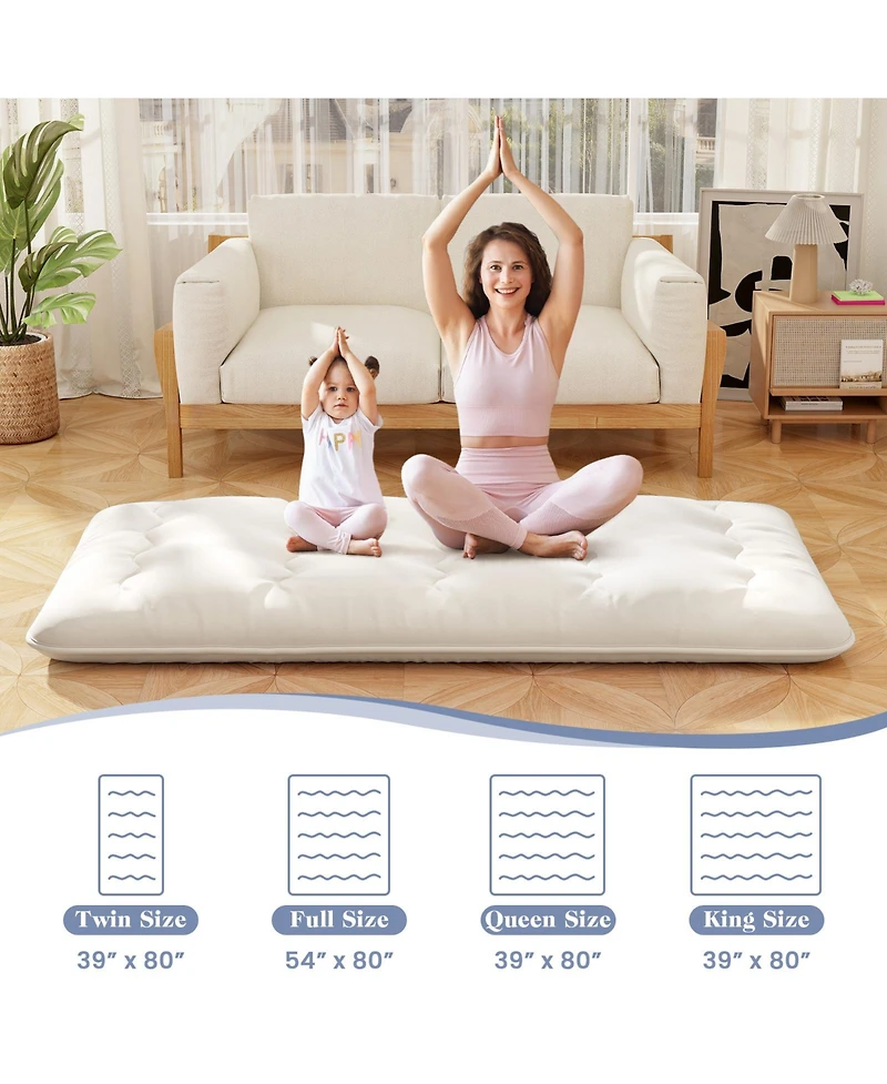 Gouun Twin Futon Mattress Floor Sleeping Pad with Washable Cover-Twin Size