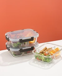 JoyJolt 3-Sectional Set of 5 Glass Food Storage Containers