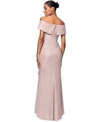 Xscape Women's Metallic Off-The-Shoulder Ruffled Gown