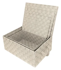 Sorbus 3 Pack Decorative Stackable Woven Basket with Lid and Built-in Rope Carry Handles - Great for Storage Organization