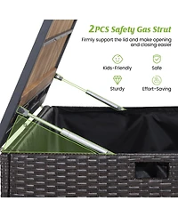 Gouun 134 Gallon Rattan Storage Box with Zippered Liner and Solid Acacia Wood Top