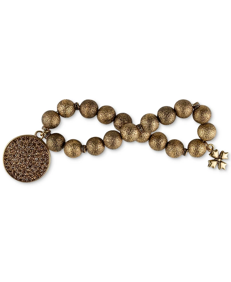 Patricia Nash Gold-Tone Dark Crystal Disc Beaded Stretch Bracelet
