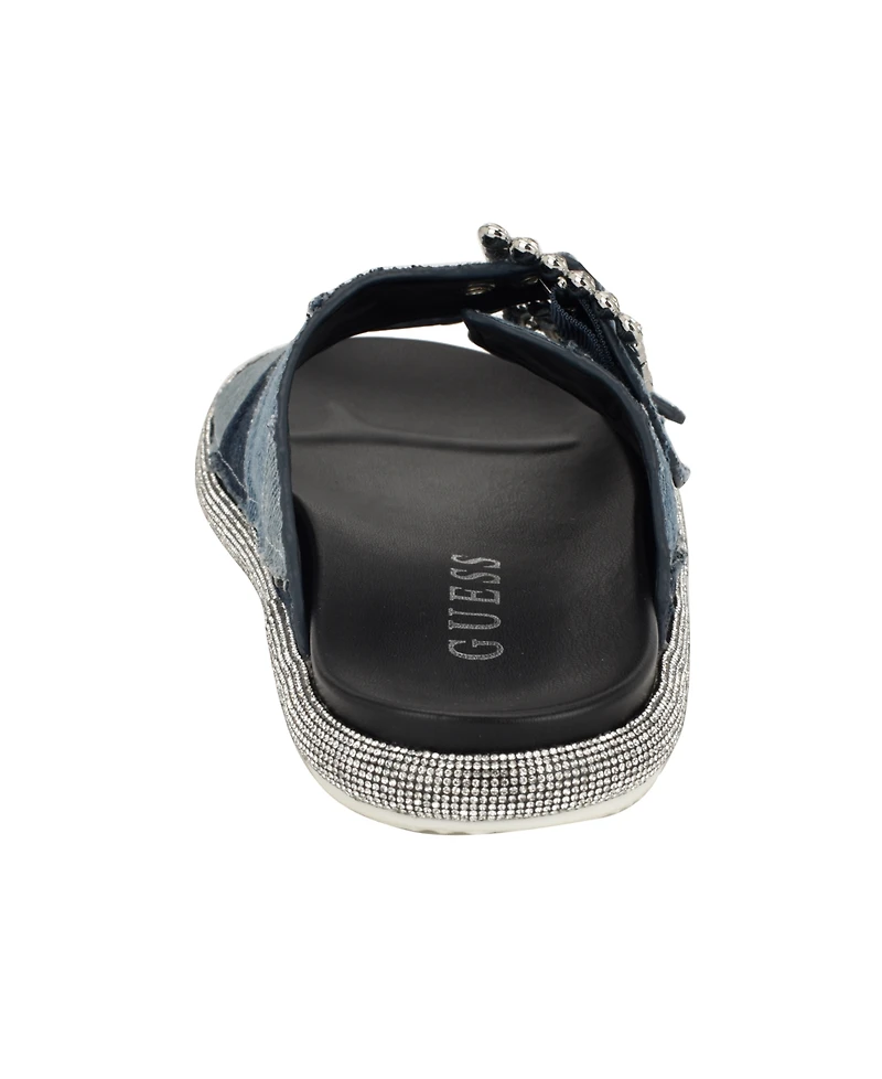 Guess Women's Funzya Embellished Double Band Footbed Sandals