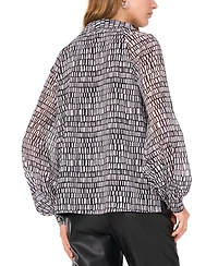 Vince Camuto Women's Printed Collared Raglan-Sleeve Top