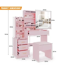 gaomon Vanity Desk with Sliding Mirror and Lights