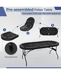 Gouun 72 Inch Foldable Poker Table for 8 Players Portable Oval Card Board Game