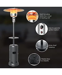 Gouun Outdoor Heater Propane Standing Lp Gas Steel with Table & Wheels