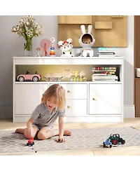 Kids Toy Storage Organizer Wooden Children Bookshelf Chest with Open Shelf