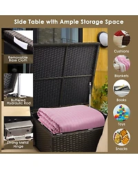 Gouun 6 Pieces Outdoor Wicker Furniture Set with 32 Inch Propane Fire Pit Table