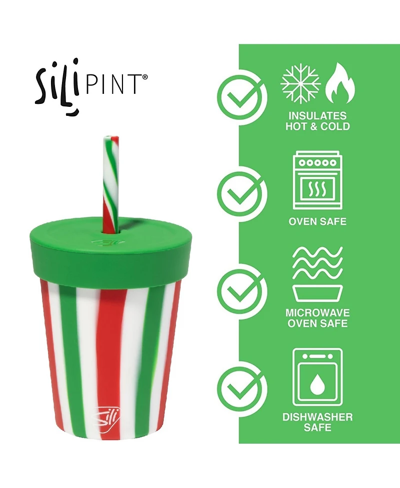 Kids Straw Tumblers 8oz: 2 pk - Peppermint & Poinsettia