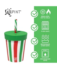 Kids Straw Tumblers 8oz: 2 pk - Peppermint & Poinsettia