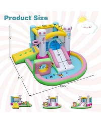 Costway Inflatable Bounce House with Slide Jumping Area Obstacle Ball Pit 502W Blower