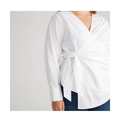 Universal Standard Women's Beacon Stretch Poplin Wrap Shirt