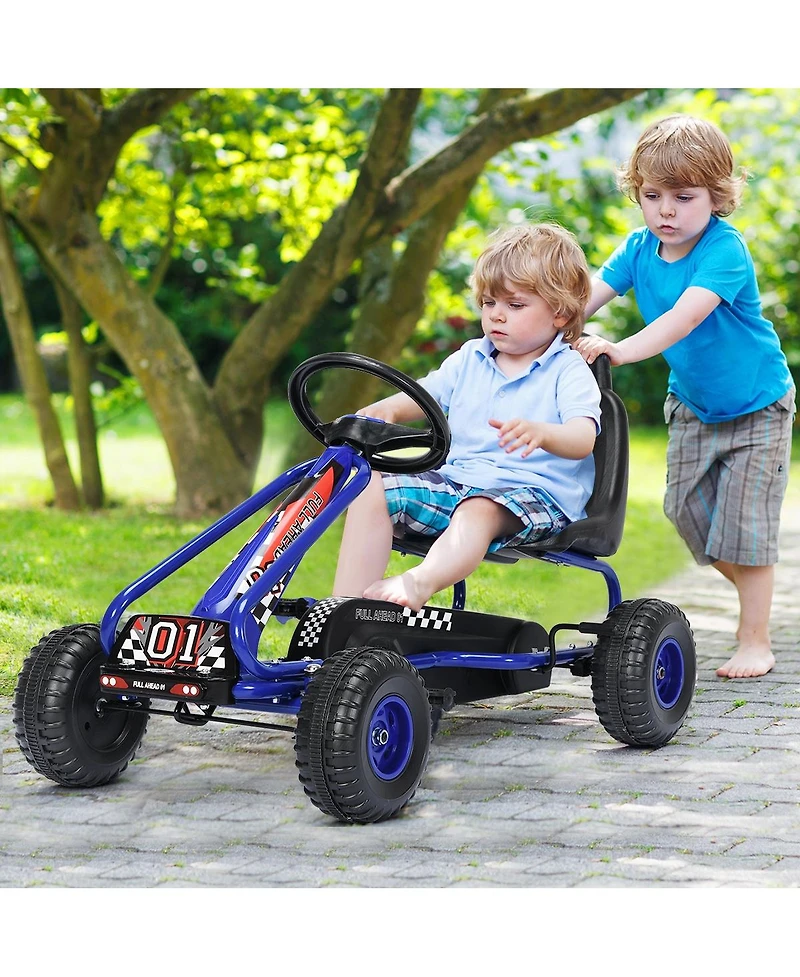 Skonyon 4 Wheel Pedal Powered Ride On Car with Adjustable Seat
