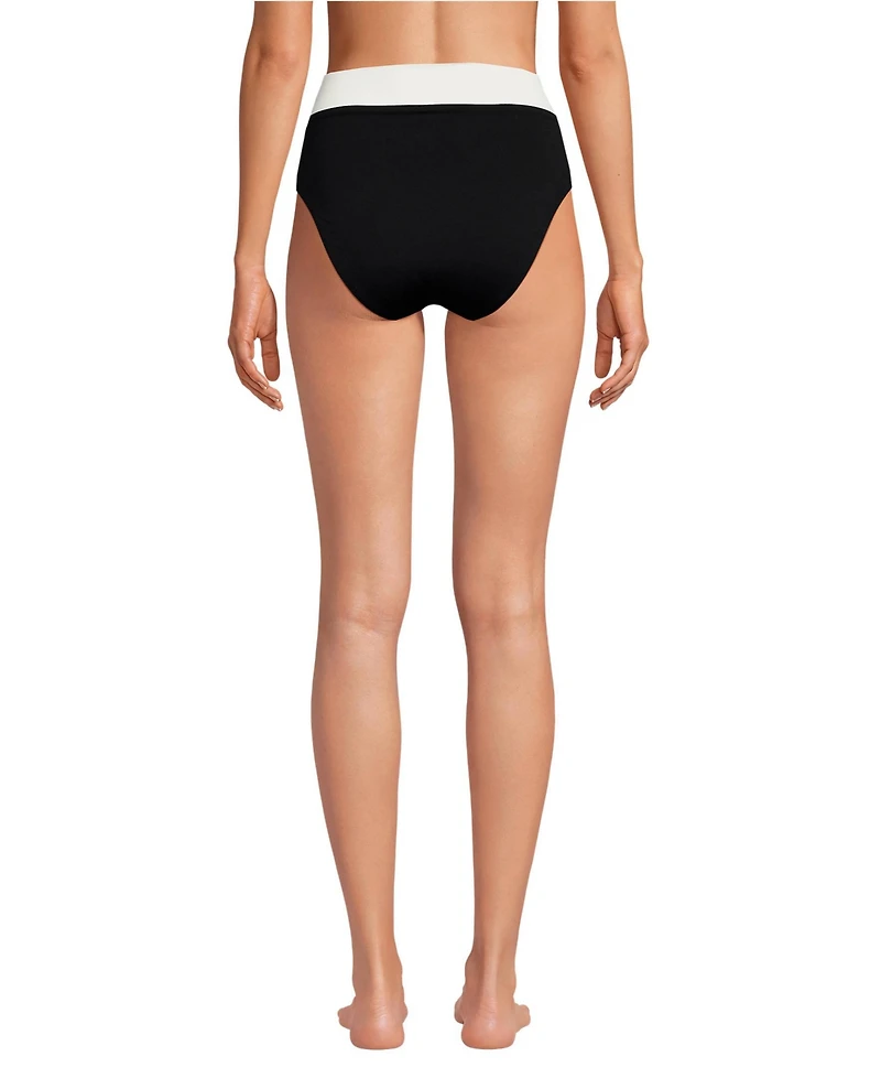 Lands' End Women's Reversible Ultra High Leg Waisted Bikini Swim Bottoms