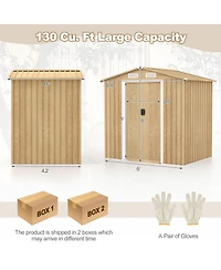 Gouun 6 x 4 Feet Galvanized Steel Storage Shed with Lockable Sliding Doors