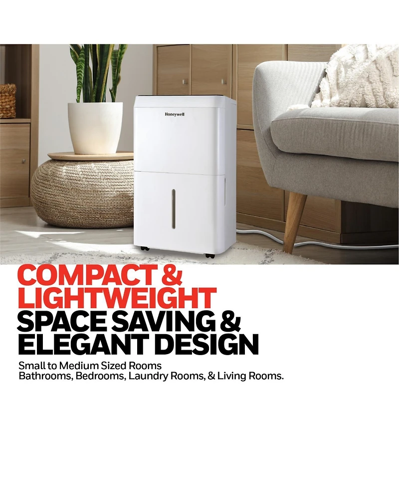 Honeywell 2024 New! 25-Pint Energy Star Dehumidifier for 1,500 Sq Ft – Laundry Mode, Auto-Comfort Mode & Thermal Overload Protection, TPFIT25WK
