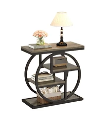 Tribesigns End Table, 4-Tier Narrow Side Table with Storage Shelves, Industrial Bedside for Bedroom, Wood Small Sofa