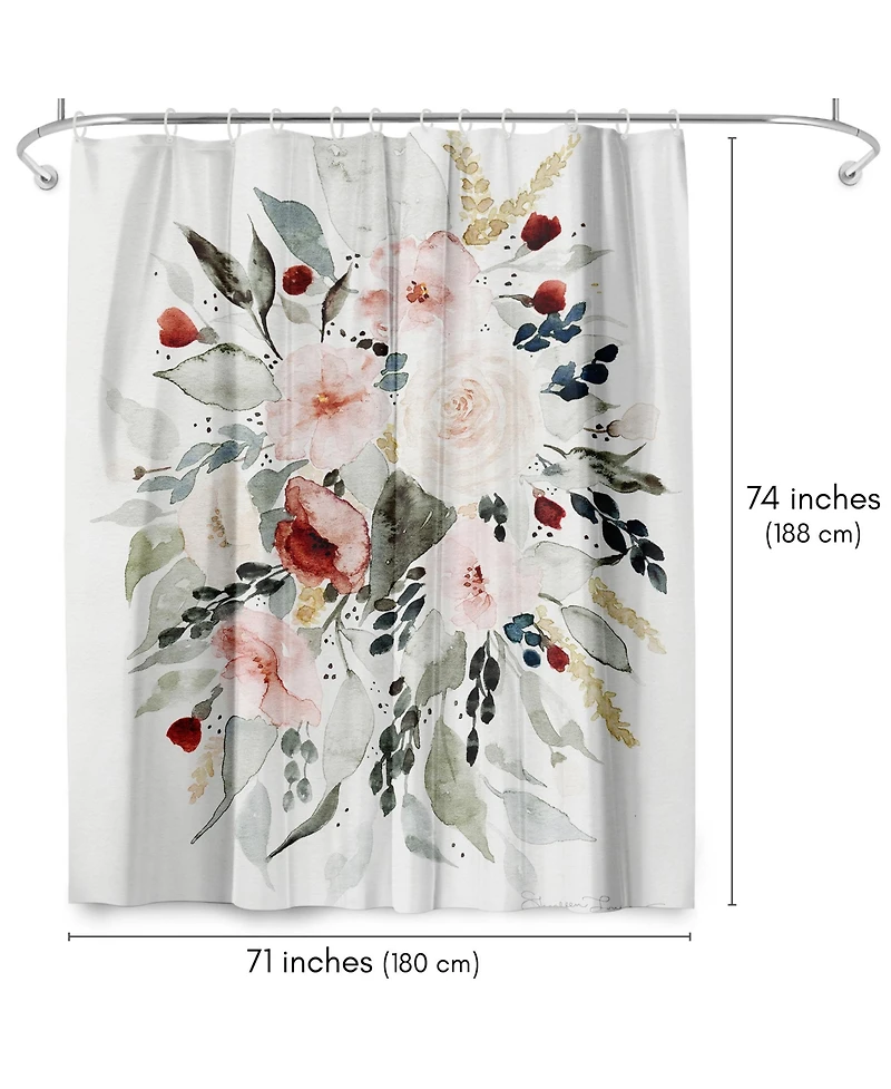Americanflat 71x74 Loose Bouquet Shower Curtain - 100% Polyester Shower Curtain