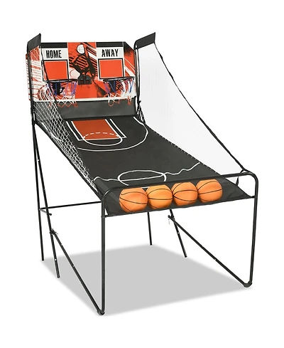 Sugift Foldable Basketball Arcade Game w/Led Scoring, Dual Shot Indoor Hoop Game for 2 Players, Includes 4 Balls