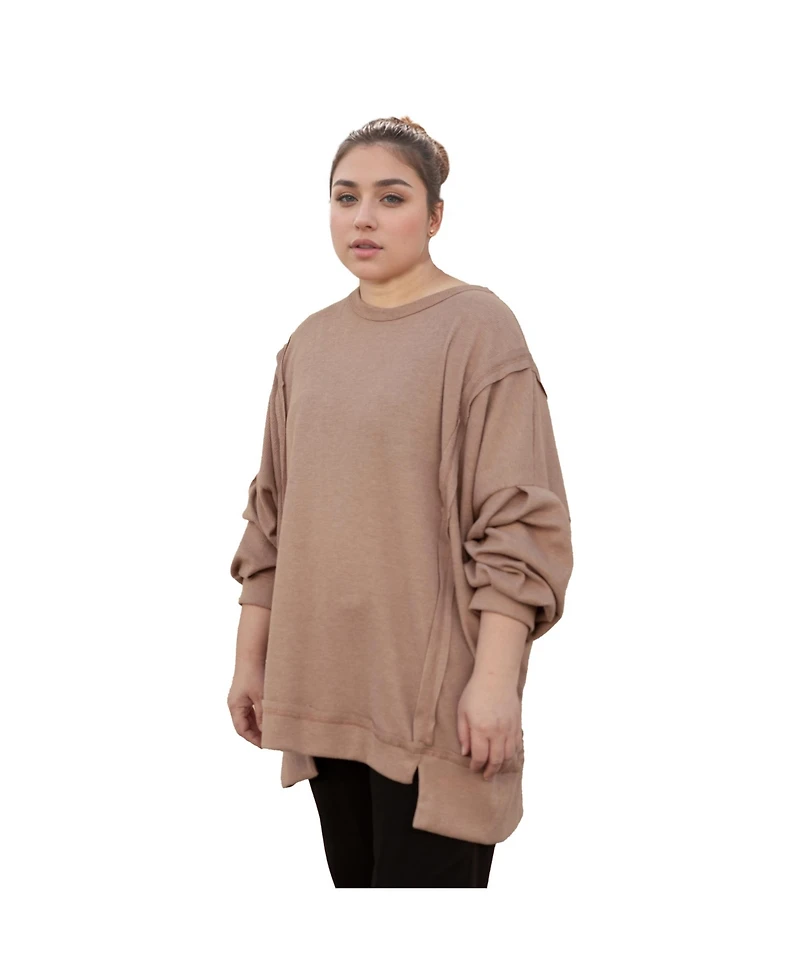 Plus Long Sleeve Casual Knit Top