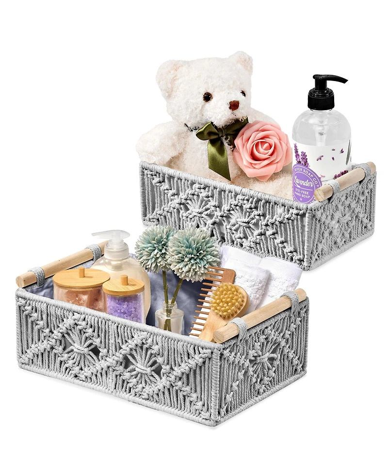 Sorbus 2-Pack Handmade Storage Paper Rope Baskets Set: Bohemian Design for Household Essentials - Durable, Compact, Perfect All Decor