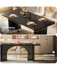 Tribesigns Modern Dining Table for 4-6 People, 62.99" Large Rectangle Kitchen Table with Arch Design Legs