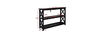 Kings Brand Furniture 3-Tier X-Design Console Entryway Sofa Table With Shelves, Black