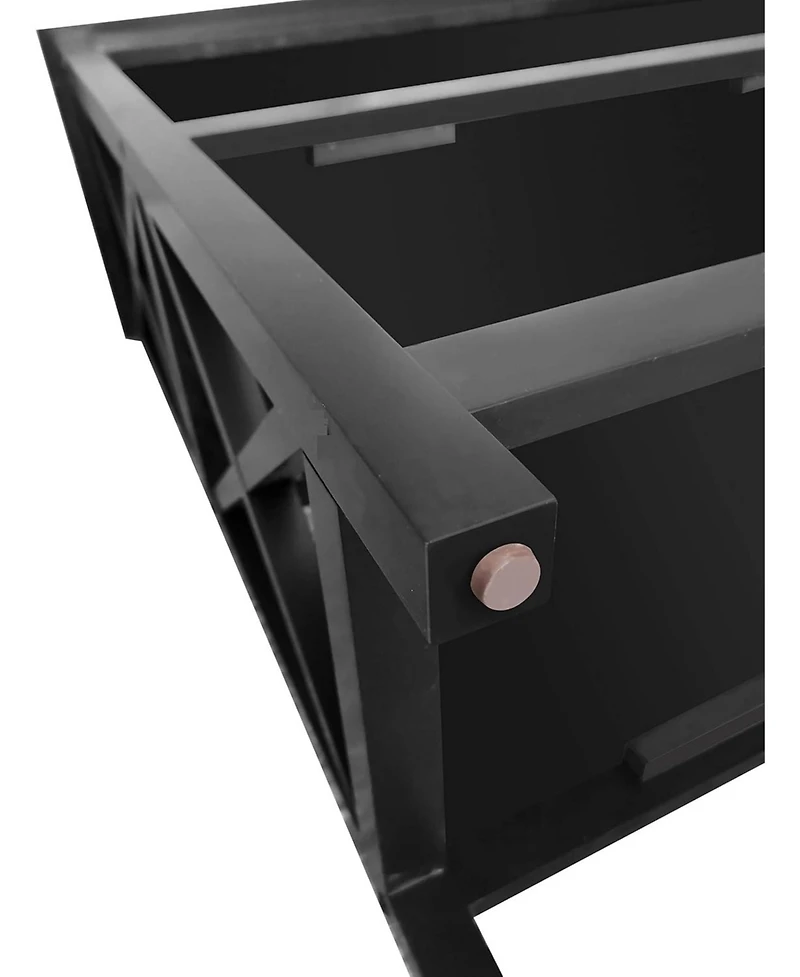 Kings Brand Furniture 3-Tier X-Design Console Entryway Sofa Table With Shelves, Black