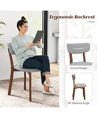 Gouun Dining Chairs Set of 2 Upholstered Mid-Back Chairs with Solid Rubber Wood Frame