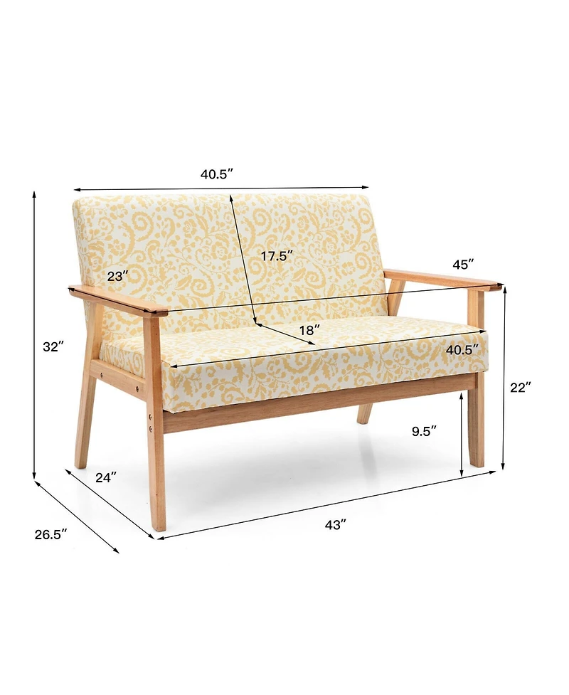 Gouun Modern Fabric Loveseat Sofa Couch Upholstered 2-Seat Armchair
