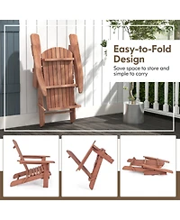 Gouun 1 Piece Folding Adirondack Chair with High Backrest and Wide Armrests