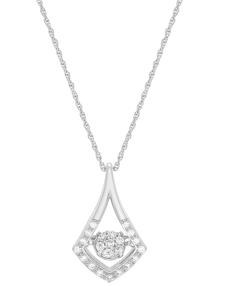 Forever Grown Diamonds Lab Grown Diamond Dancing Framed Cluster Pendant Necklace (1/5 ct. t.w.) in Sterling Silver, 16" + 2" extender