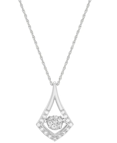 Forever Grown Diamonds Lab Grown Diamond Dancing Framed Cluster Pendant Necklace (1/5 ct. t.w.) in Sterling Silver, 16" + 2" extender