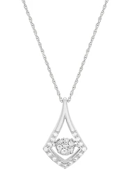 Forever Grown Diamonds Lab Grown Diamond Dancing Framed Cluster Pendant Necklace (1/5 ct. t.w.) in Sterling Silver, 16" + 2" extender