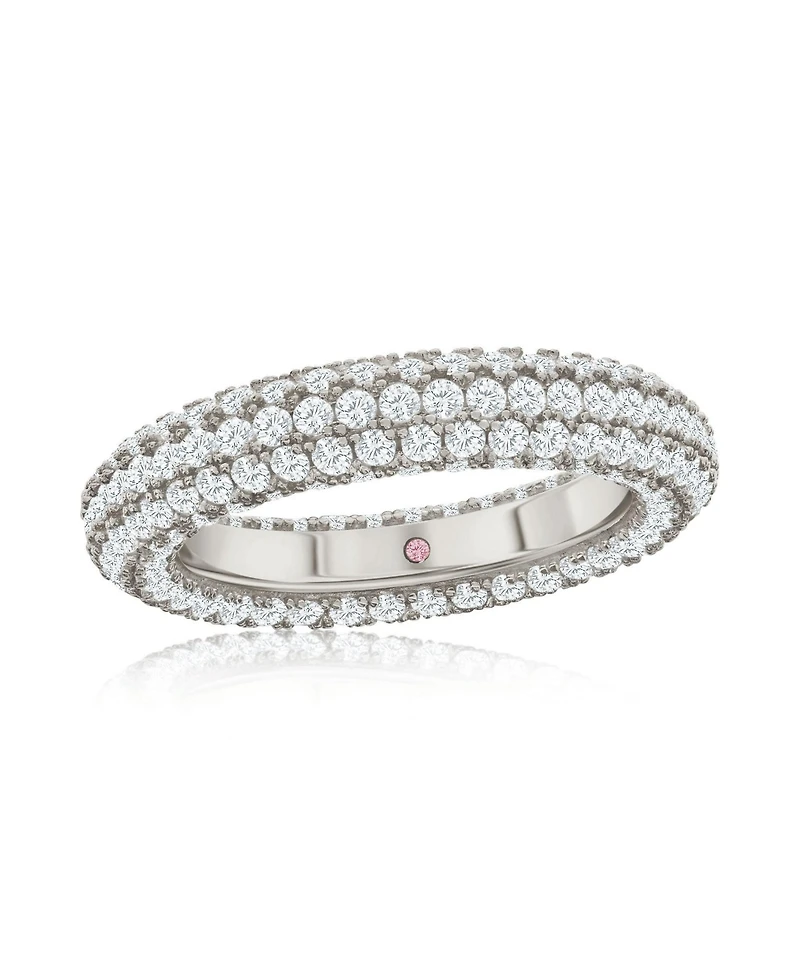 Suzy Levian Sterling Silver Cubic Zirconia Pave Round Eternity Band