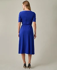 Kasper Women's Tie-Waist Short-Sleeve Fit & Flare Dress